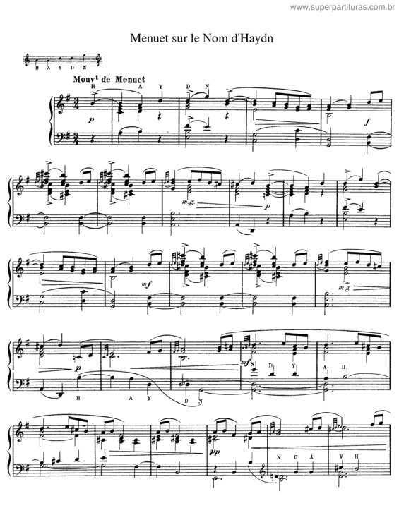 Partitura da música Menuet sur le nom de Haydn