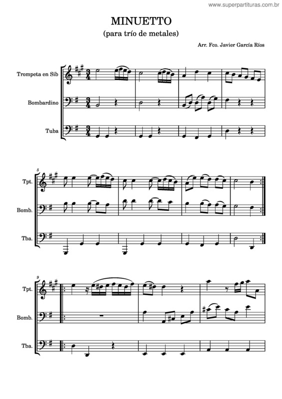 Partitura da música Menuet v.3