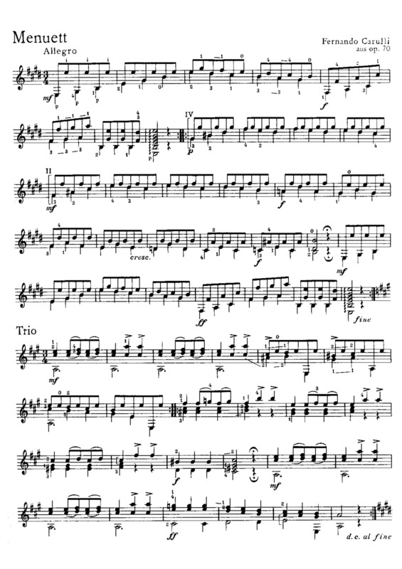 Partitura da música Menuett Op 70