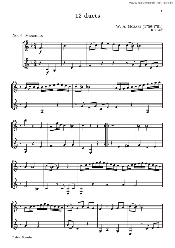 Partitura da música Menuetto v.3