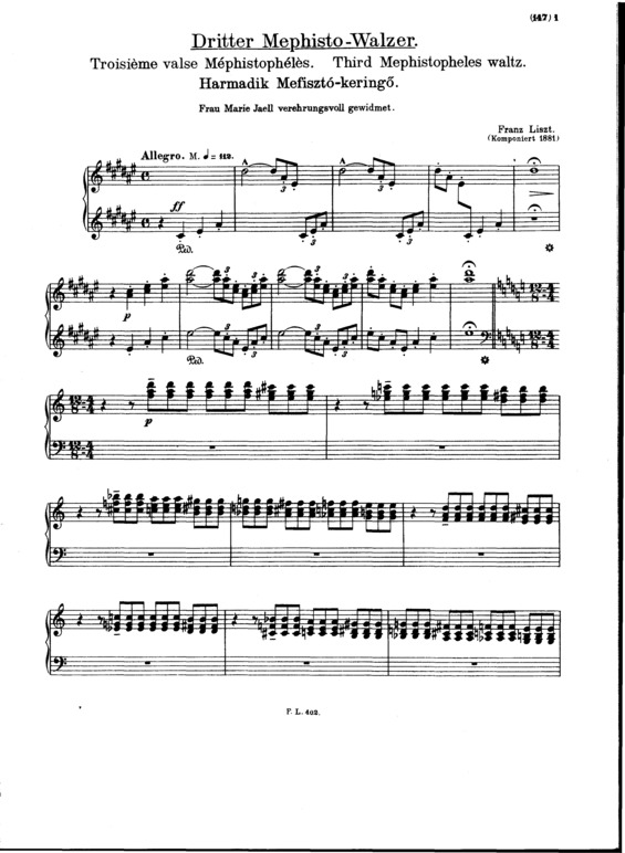 Partitura da música Mephisto Waltz No.3 S.216