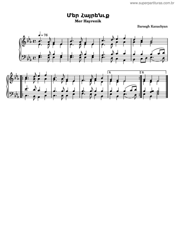 Partitura da música Mer Hayrenik