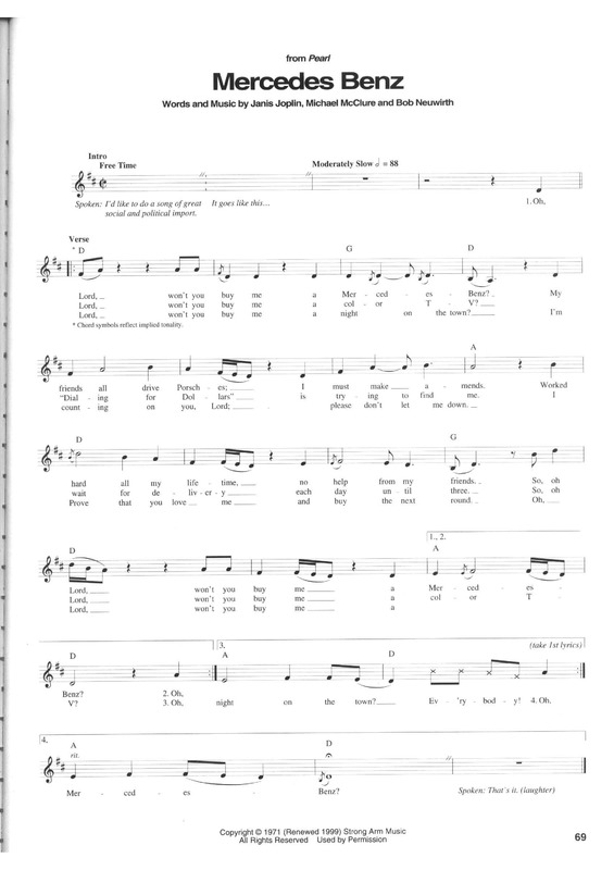 Partitura da música Mercedes Benz