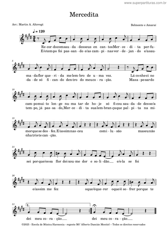 Partitura da música Mercedita Soprano