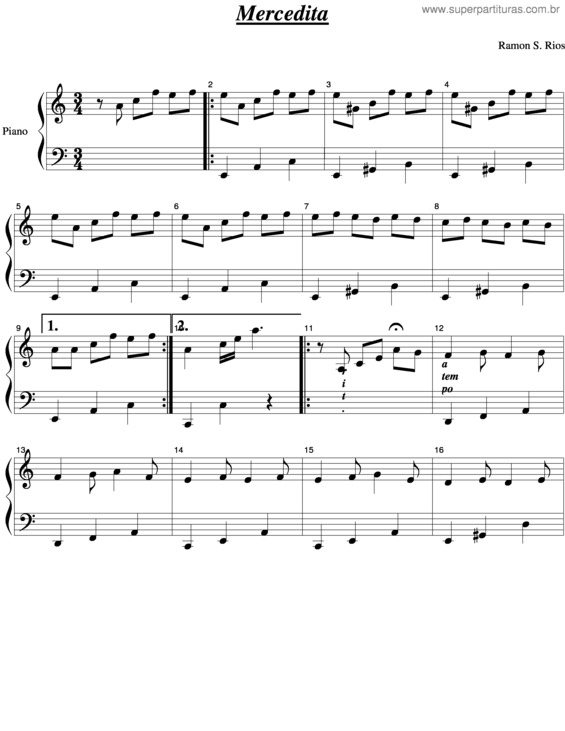 Partitura da música Mercedita