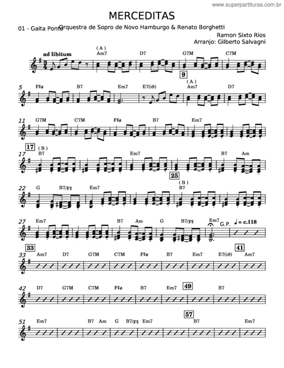 Partitura da música Merceditas – Ramón Sixtos Rios
