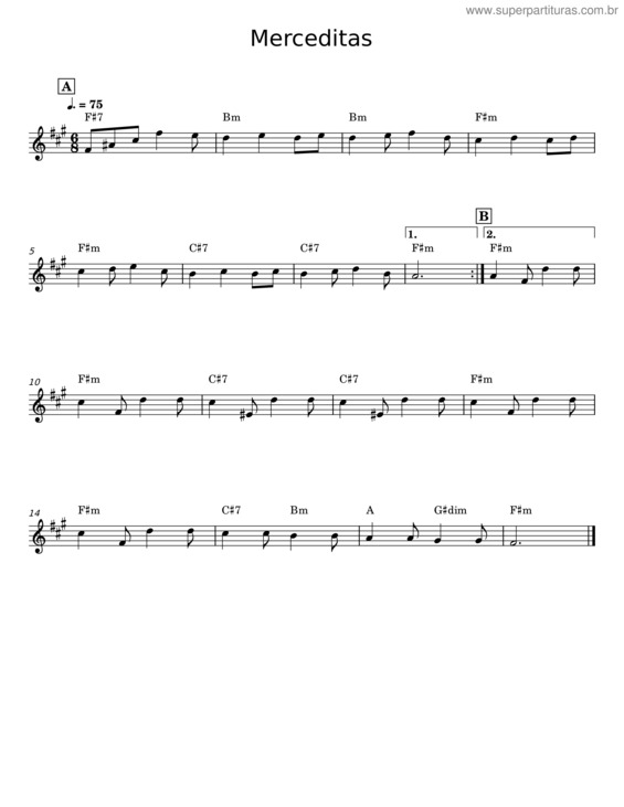 Partitura da música Merceditas v.2