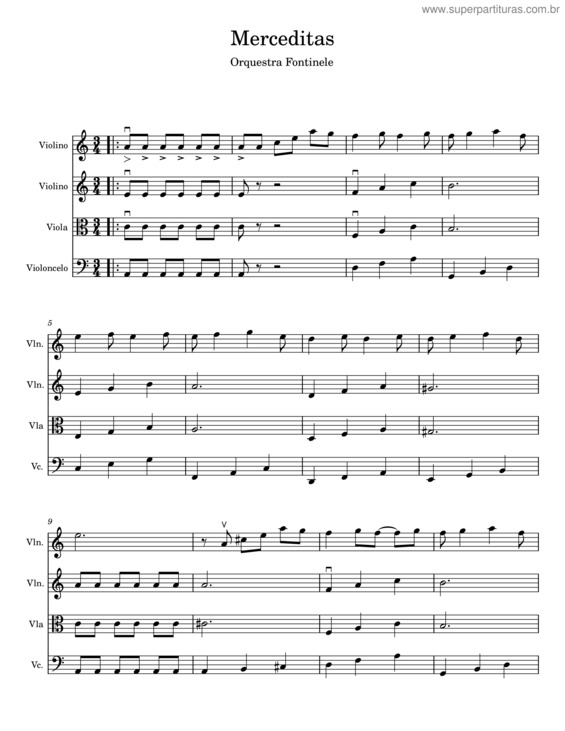 Partitura da música Merceditas v.3