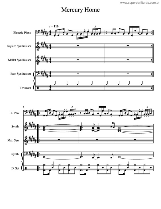 Partitura da música Mercury  Home