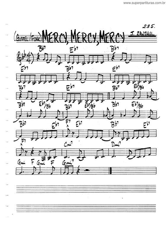 Partitura da música Mercy, Mercy, Mercy v.2