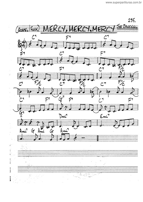 Partitura da música Mercy, Mercy, Mercy v.3