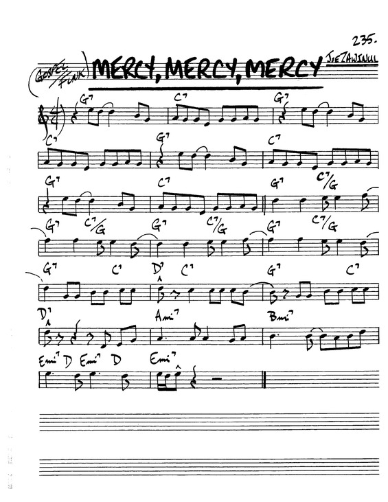 Partitura da música Mercy Mercy Mercy