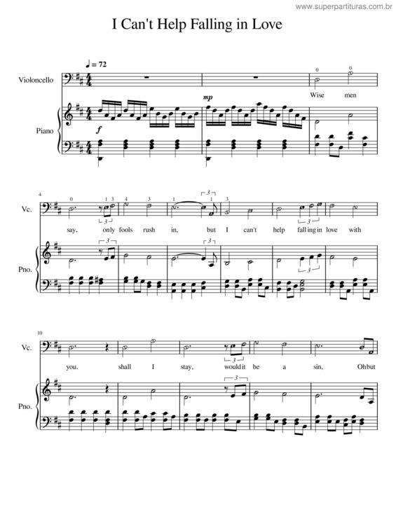 Partitura da música Meridian I Can`T Help Falling In Love Test