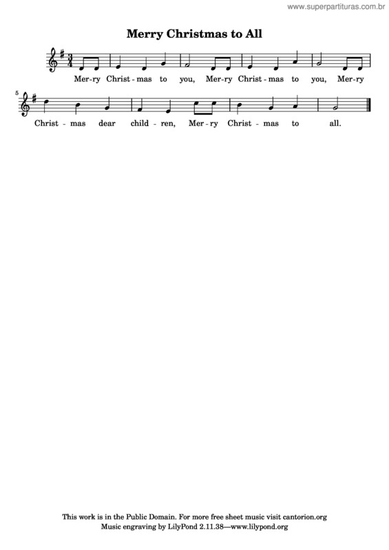 Partitura da música Merry Christmas to All (based on the Happy Birthday song)