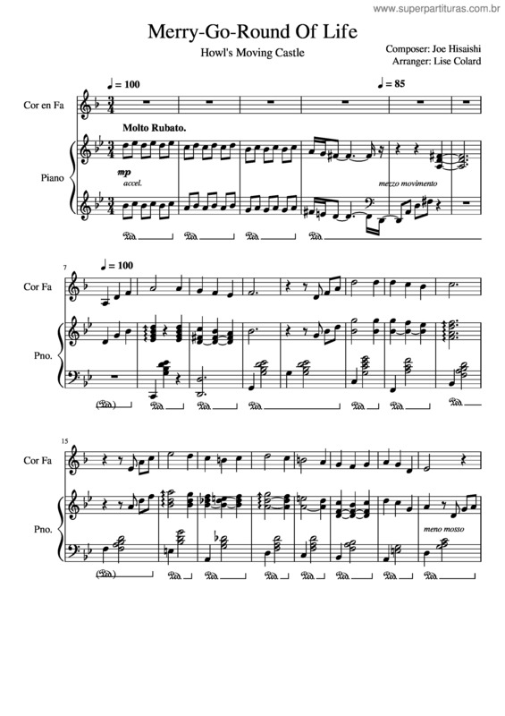 Partitura da música Merry–Go–Round Of Life – Howl`S Moving Castle