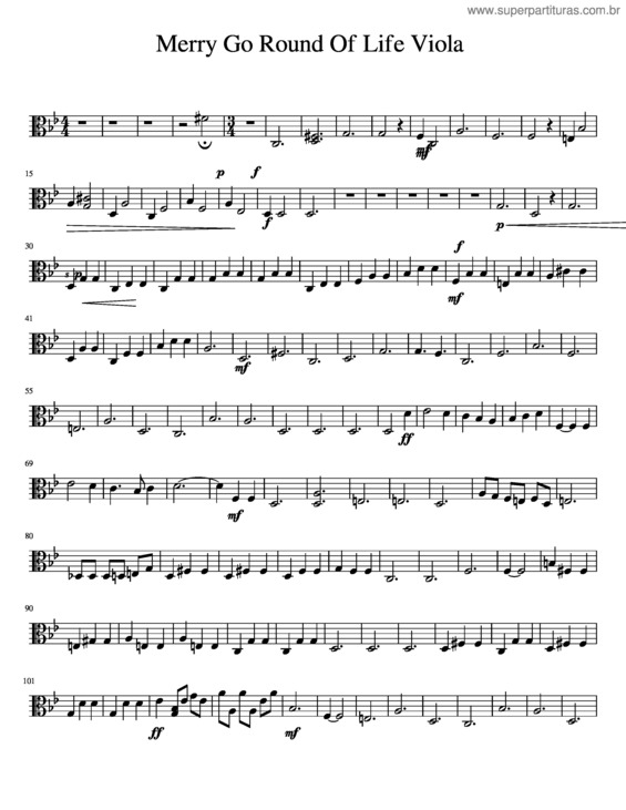Partitura da música Merry Go Round Of Life Viola