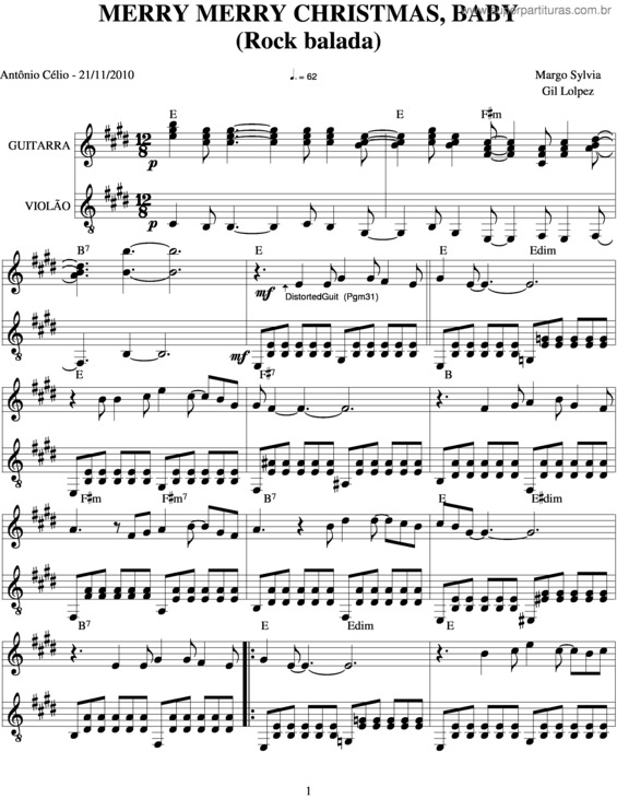 Partitura da música Merry Merry Christmas, Baby