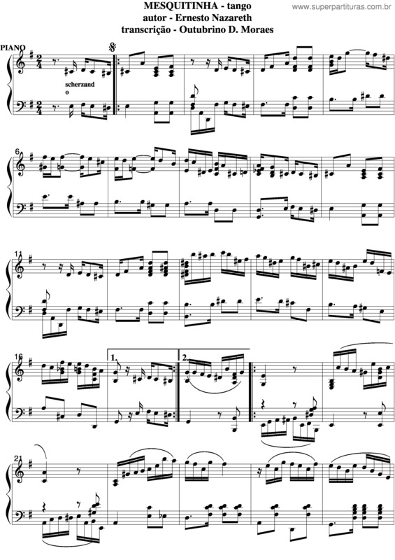 Partitura da música Mesquitinha