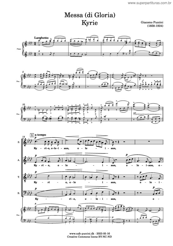 Partitura da música Messa