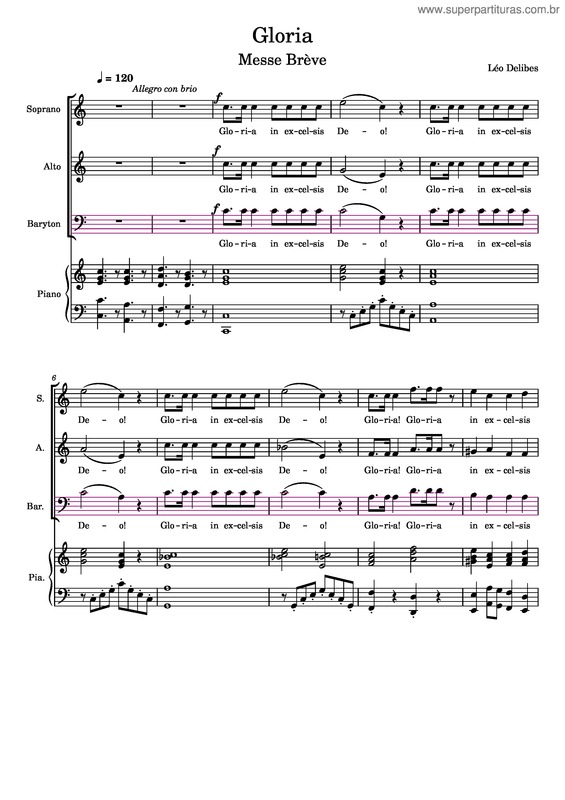 Partitura da música Messe Brève – Léo Delibes 2 Gloria