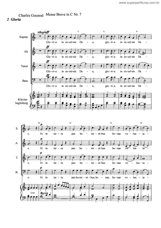 Partitura da música Messe Breve Nr. 7 Gloria