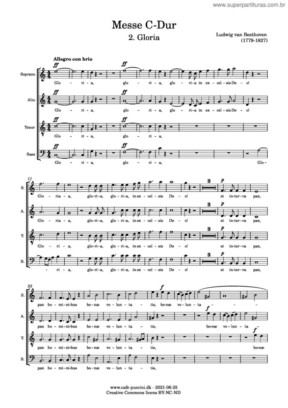 Partitura da música Messe C–Dur Opus 86, 2. Gloria – Beethoven