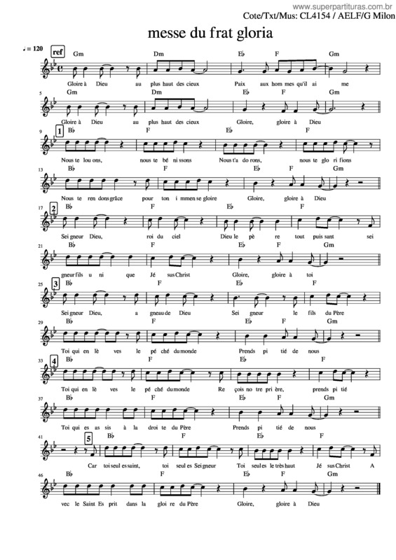 Partitura da música Messe Du Frat Gloria–Cl4154–Dp–S–Ordi
