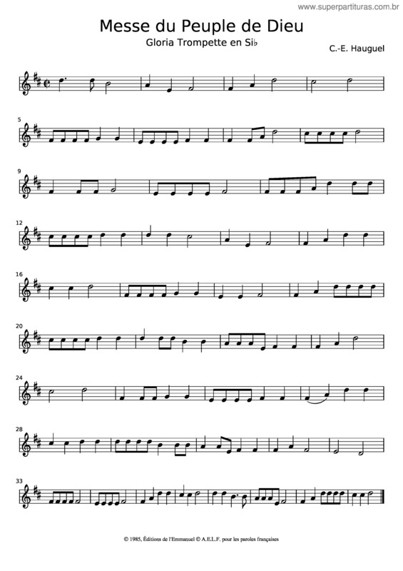 Partitura da música Messe Du Peuple De Dieu Gloria – Communauté De L`Emmanuel