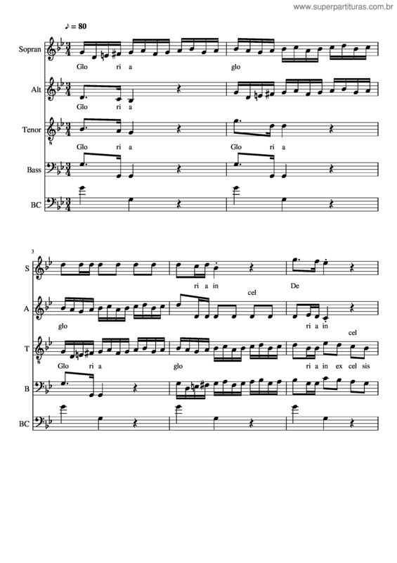 Partitura da música Messe In C Moll – Gloria J.S.Bach Bwv235 Nr.2