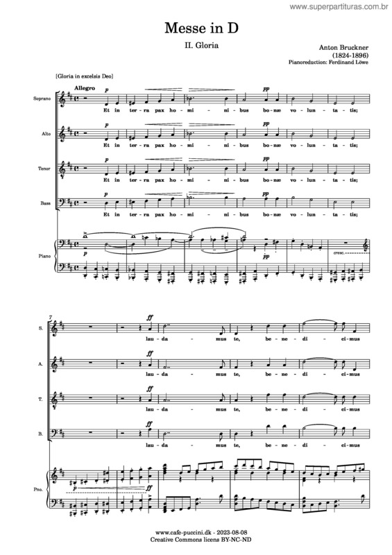 Partitura da música Messe In D