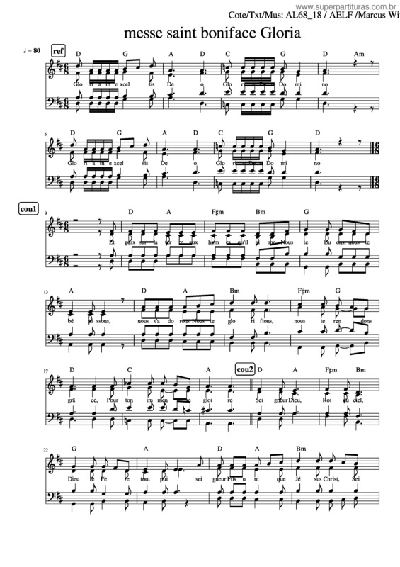 Partitura da música Messe Saint Boniface Gloria–Al68 18–Dp–Satb–Ordi