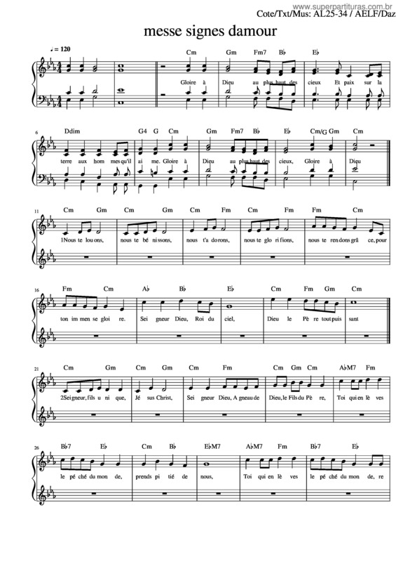 Partitura da música Messe Signes Damour Gloria–Al25 34–Dp–Satb–Ordi