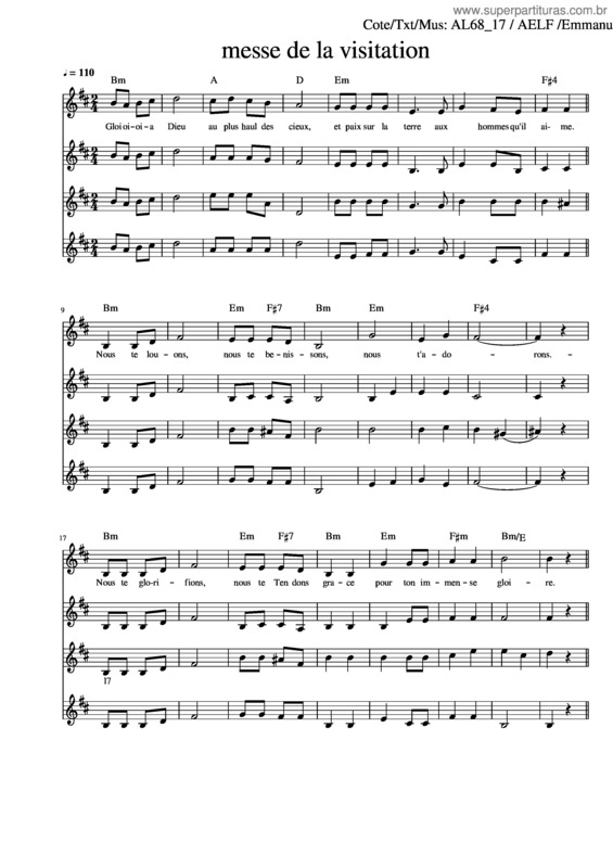 Partitura da música Messe Visitation Gloria–Al68 17–Dp–Satb–Ordi
