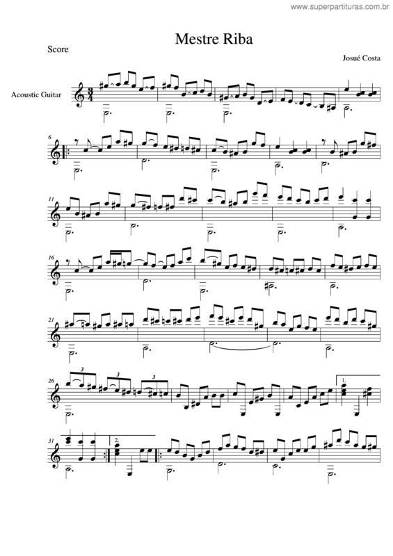 Partitura da música Mestre Riba