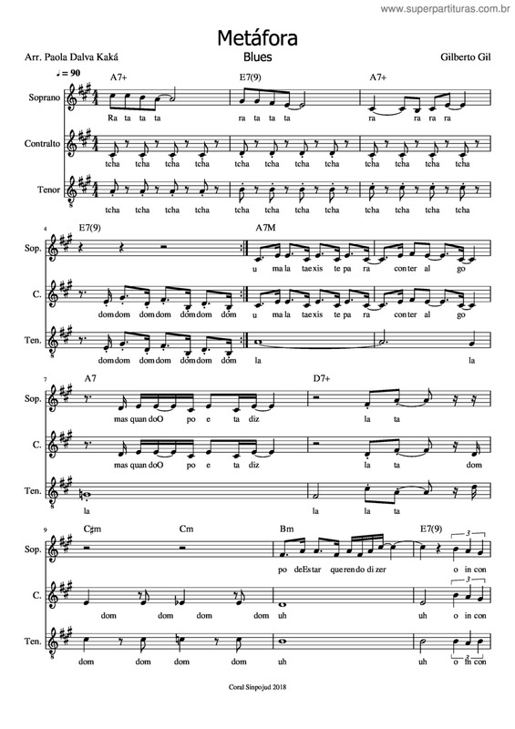 Partitura da música Metáfora v.2