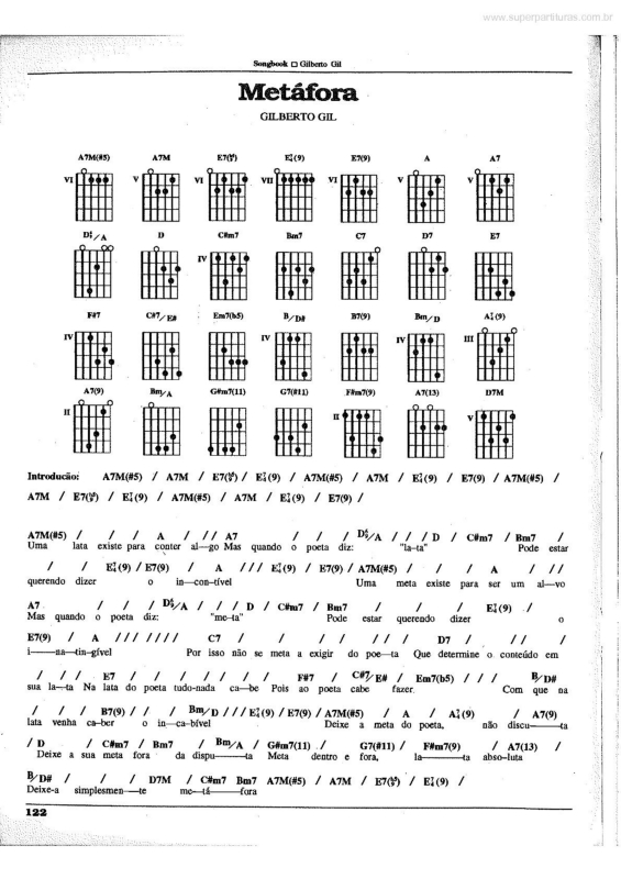 Partitura da música Metáfora