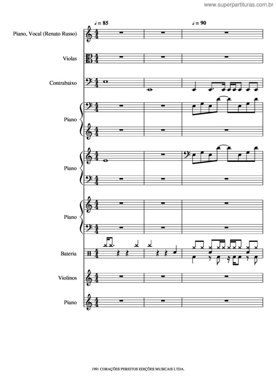 Partitura da música Metal Contra As Nuvens – Legião Urbana