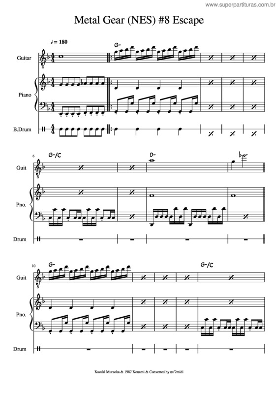 Partitura da música Metal Gear
