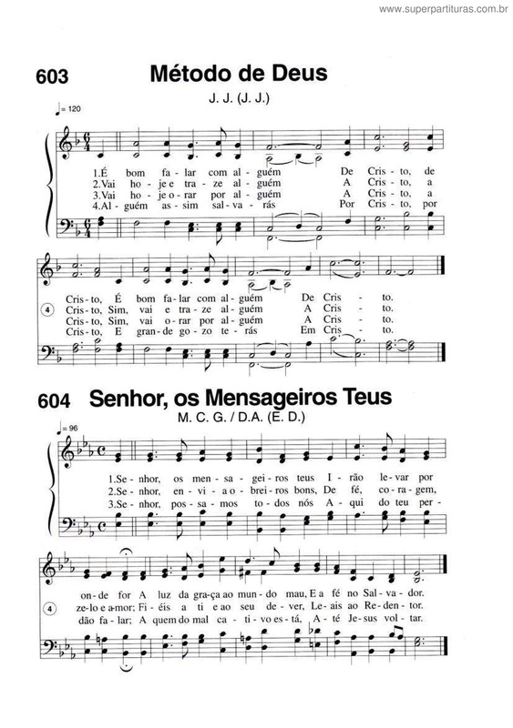 Partitura da música Método De Deus E Senhor, Os Mensageiros Teus