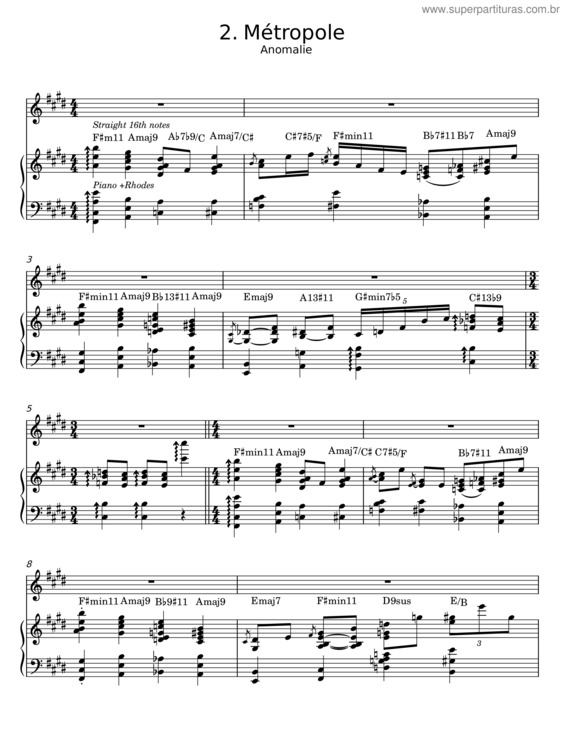 Partitura da música Métropole v.3