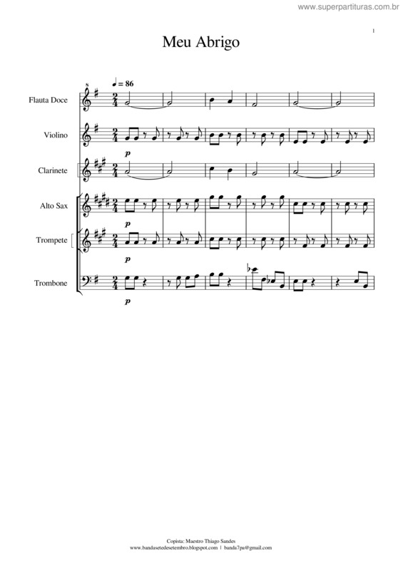 Partitura da música Meu Abrigo – Melim Meu Abrigo  2