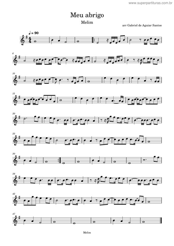 Partitura da música Meu Abrigo – Melim v.4