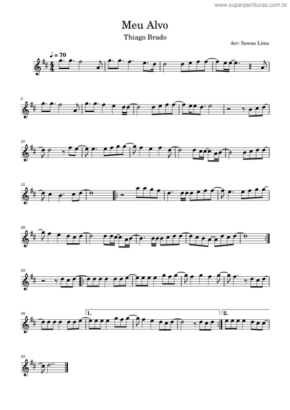 Partitura da música Meu Alvo – Thiago Brado