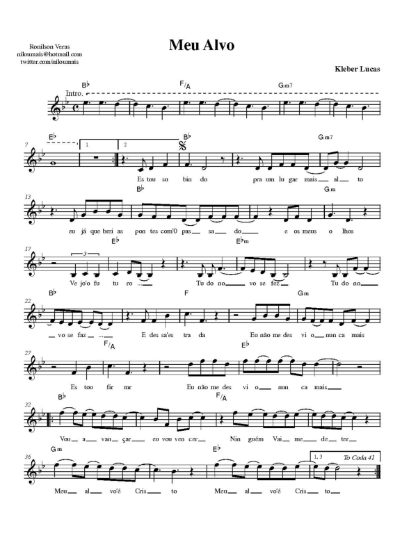 Partitura da música Meu Alvo v.2