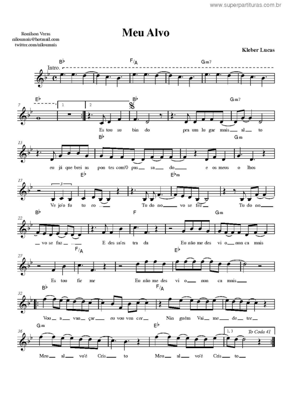 Partitura da música Meu Alvo v.3