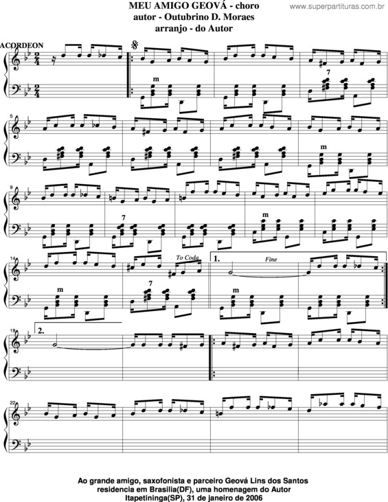 Partitura da música Meu Amigo Geová v.3