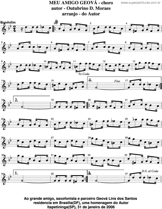 Partitura da música Meu Amigo Geová v.4