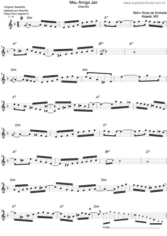 Partitura da música Meu Amigo Jair