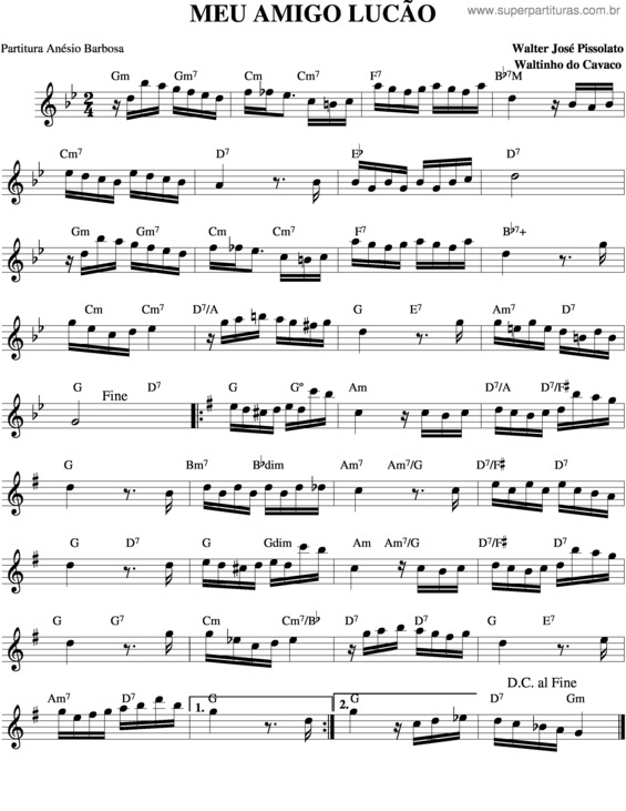 Partitura da música Meu Amigo Lucão v.2