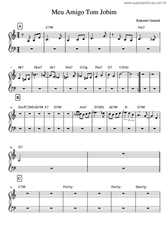 Partitura da música Meu Amigo Tom Jobim